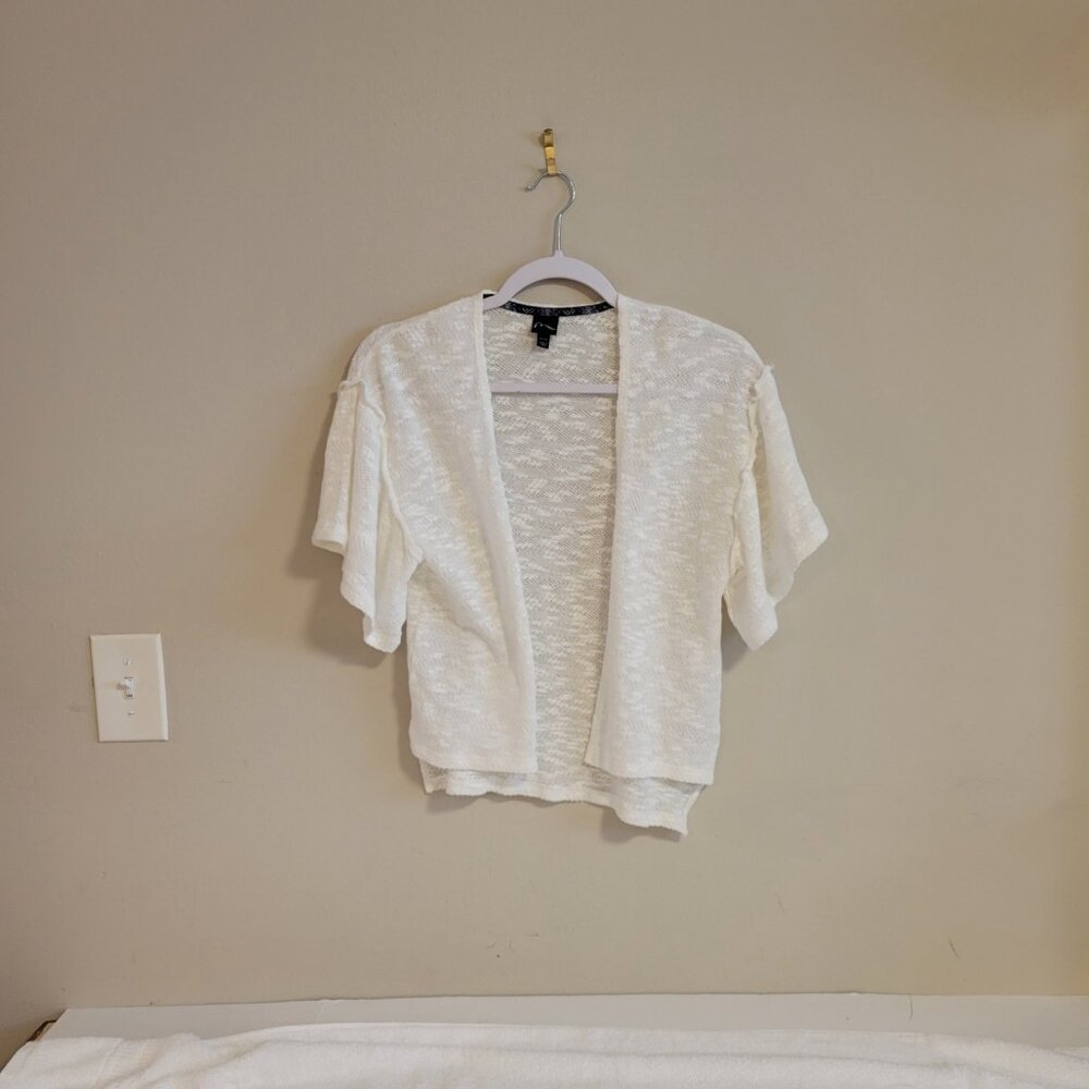 Art Class Girls White Ruffle Short Sleeve Sweater